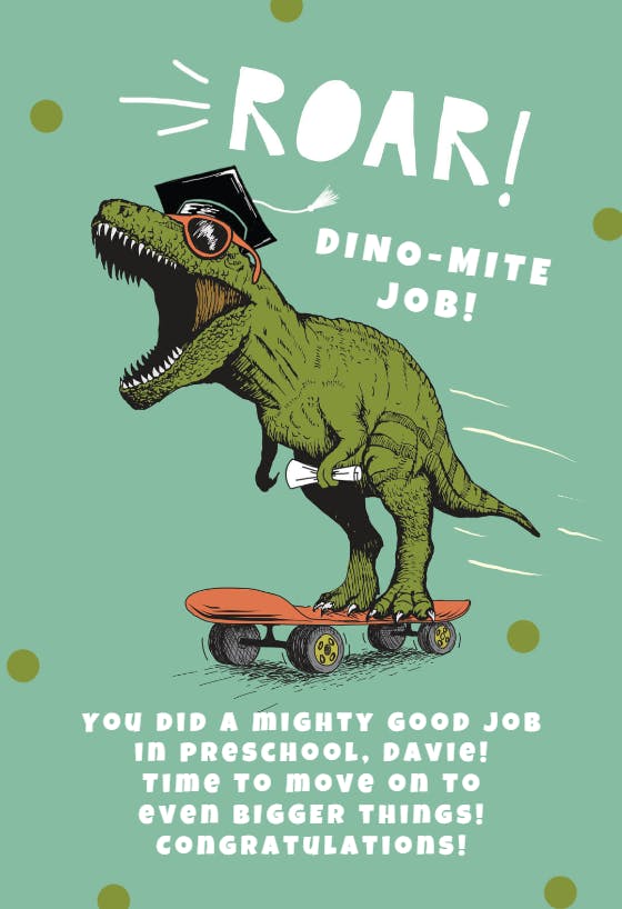 Dino-ploma -  tarjeta de graduación