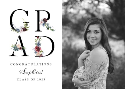 Floral lettering - Graduation Card