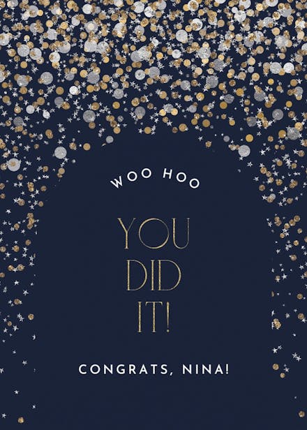 Metallic confetti - graduation card