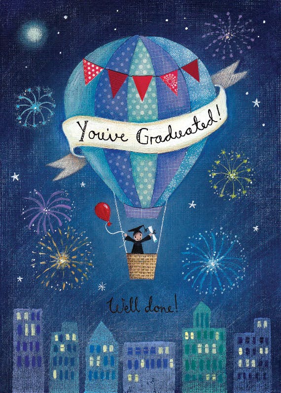 Night air balloon - graduation card