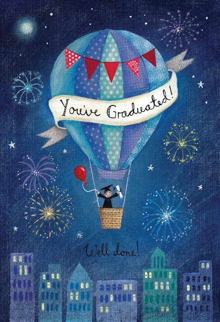 Night air balloon - Graduation Card