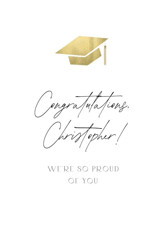 Simple gold hat -  tarjeta de graduación