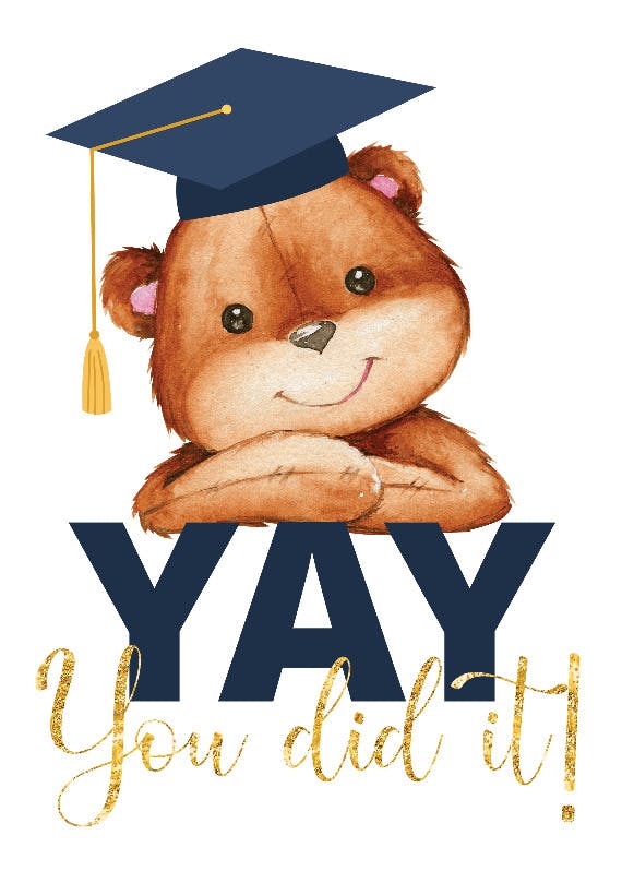 Teddy bear -  tarjeta de graduación