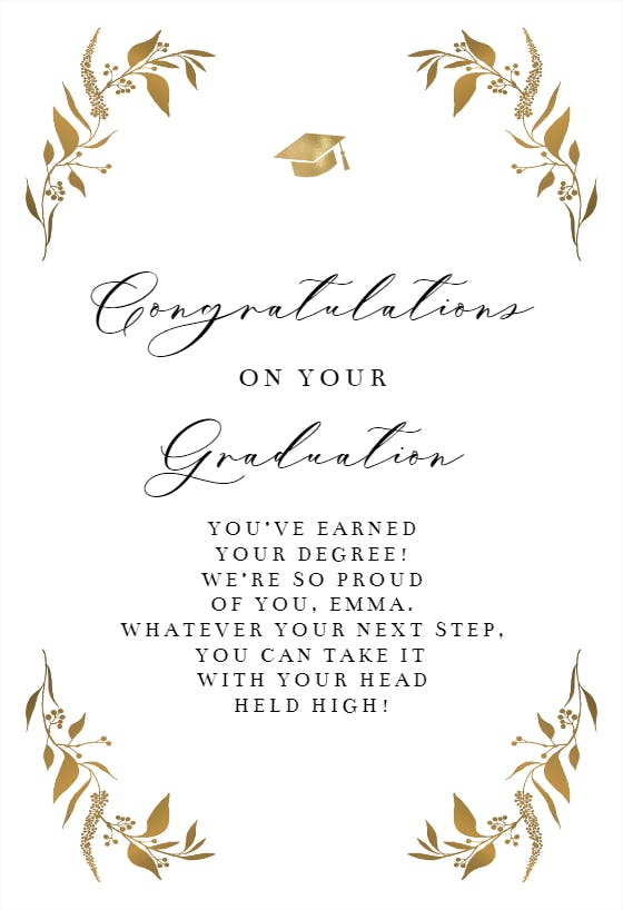 Touch of gold -  tarjeta de graduación