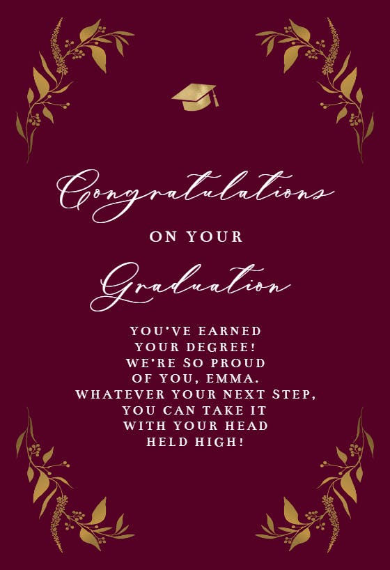 Touch of gold - graduation card