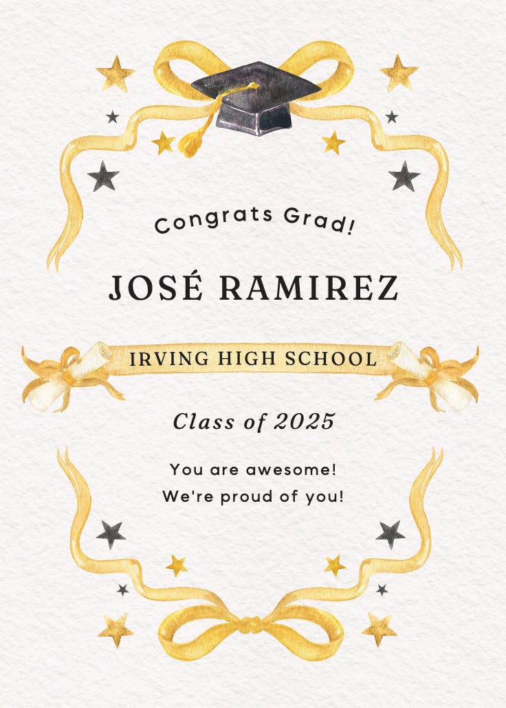 Watercolor cap - tarjeta de graduación