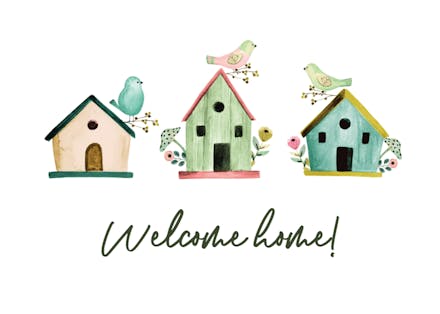 3 Bird Houses - New Home Card