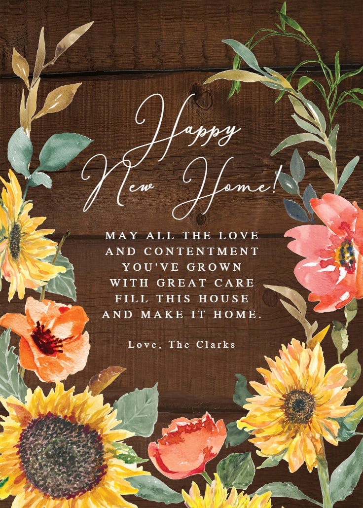 Barnwood & blooms - new home card