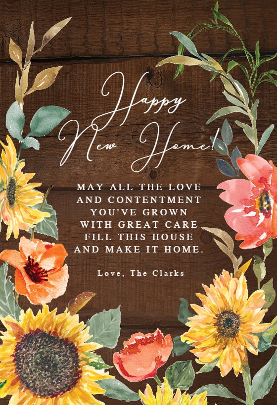 Barnwood & blooms - new home card