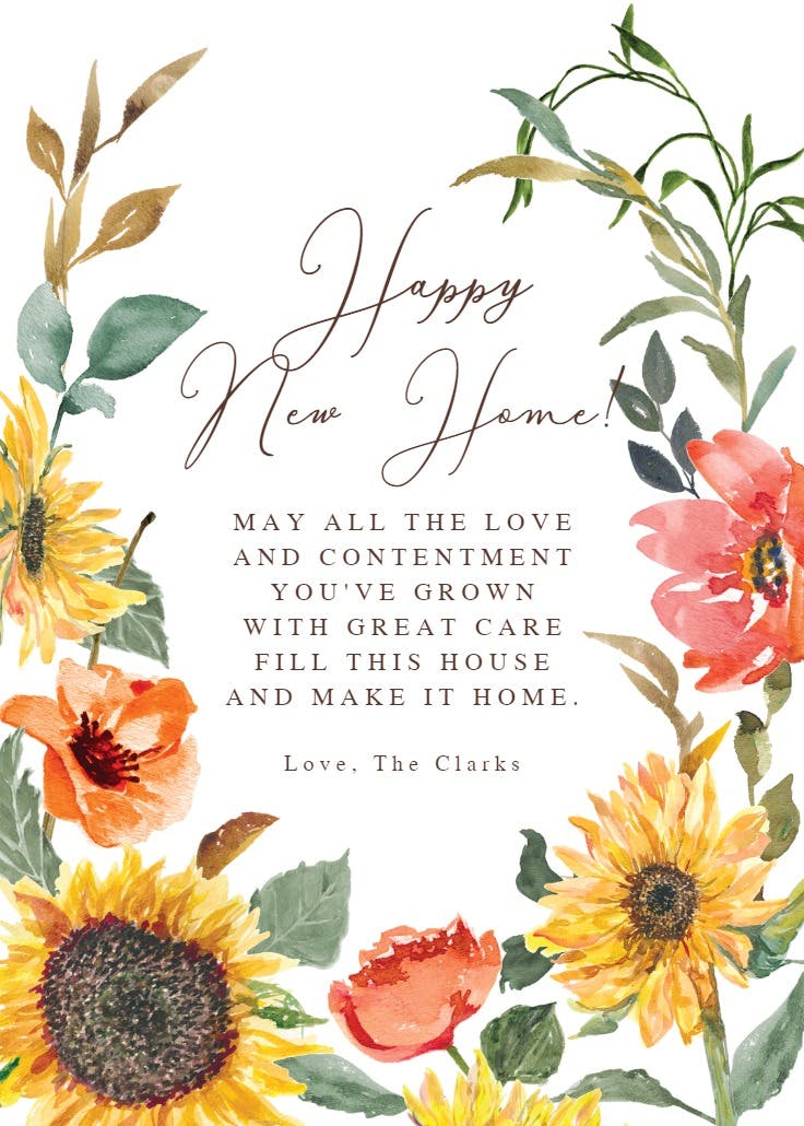 Barnwood & blooms - tarjeta de casa nueva