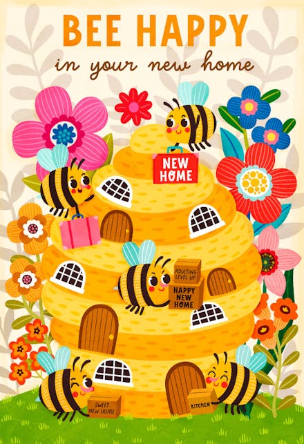 Bee Happy - New Home Card