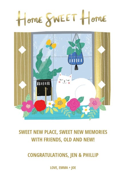 Cat in window - new home card