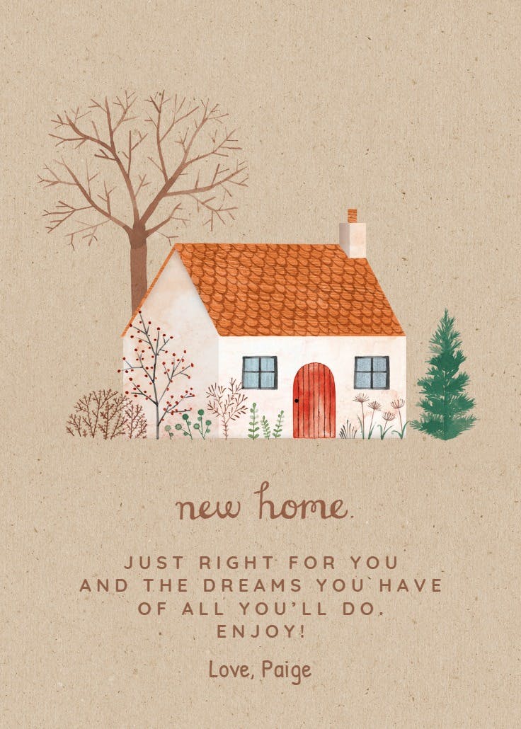 Comfy cottage - tarjeta de casa nueva