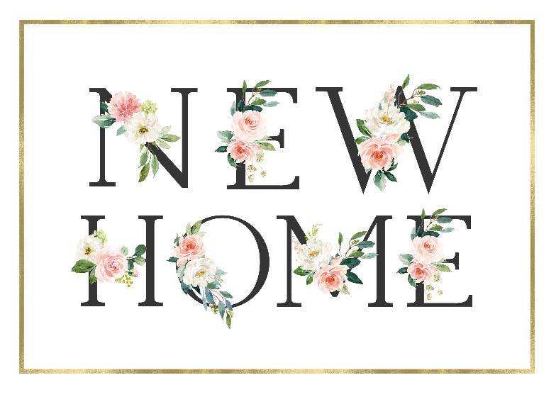 Frame and floral - tarjeta de casa nueva
