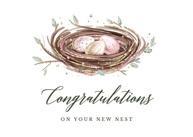 Glittery nest - congratulations card