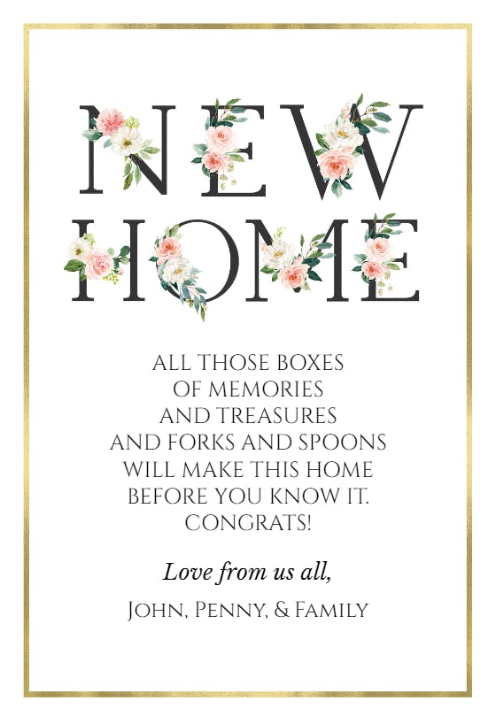 Lovely letters - new home card