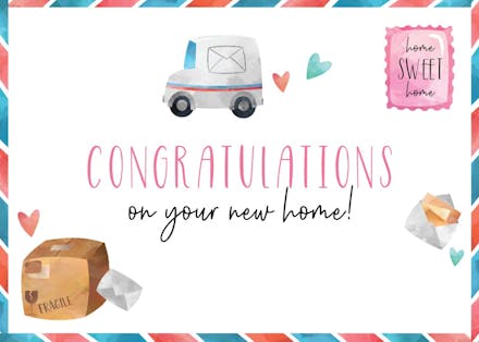 Mail truck - new home card