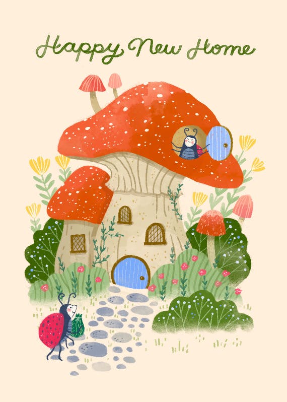 Mushroom home -  tarjeta de casa nueva gratis
