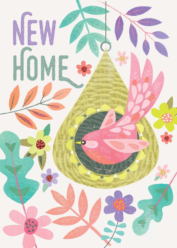 Nest & flowers - new home card