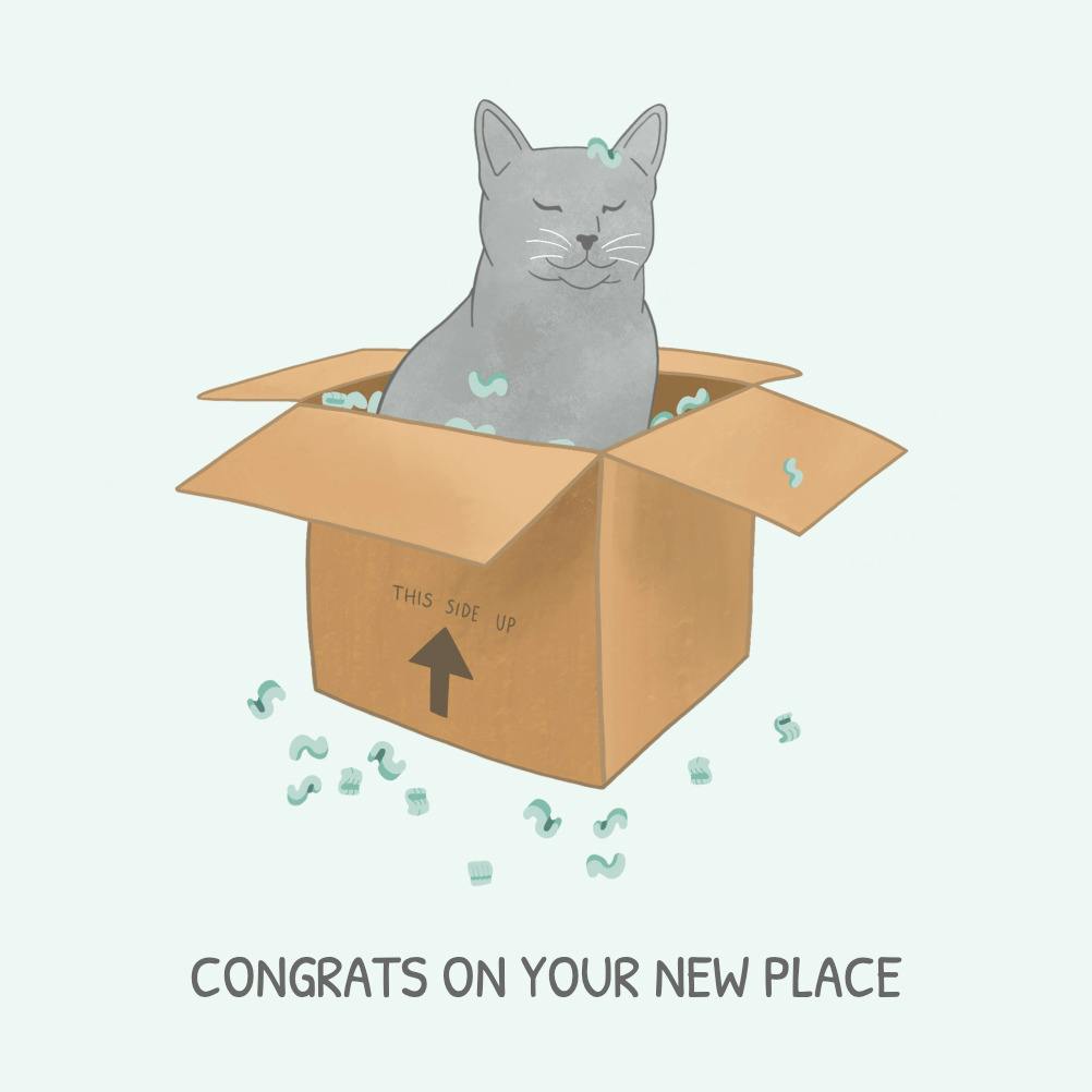 New home cat -  tarjeta de casa nueva gratis