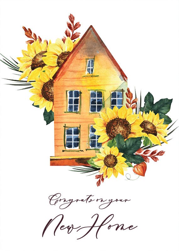 Sunflower home - tarjeta de casa nueva