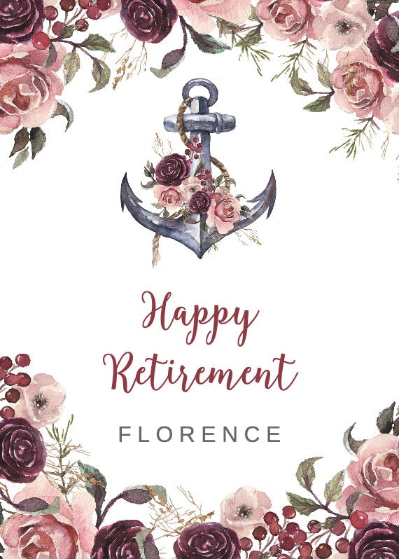 Floral anchor - retirement card