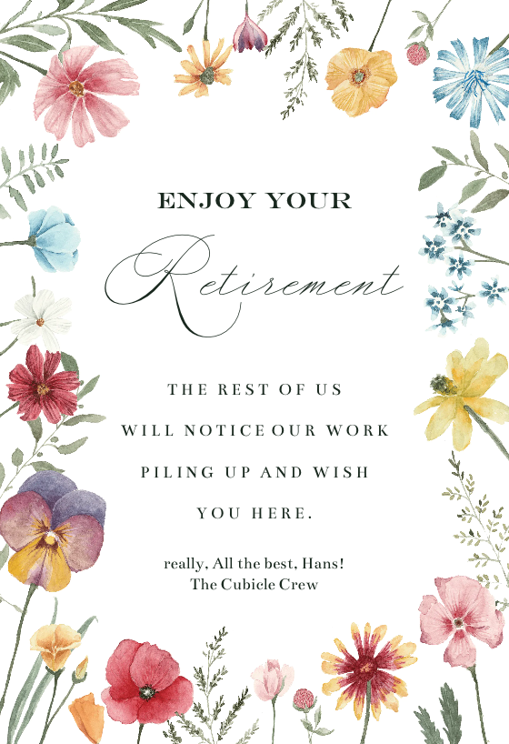 Fresh Meadow Flowers - Retirement Card | Greetings Island