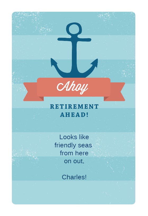 Friendly seas - retirement card