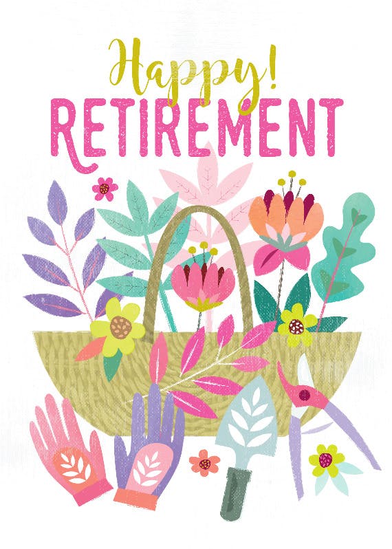Garden basket - retirement card