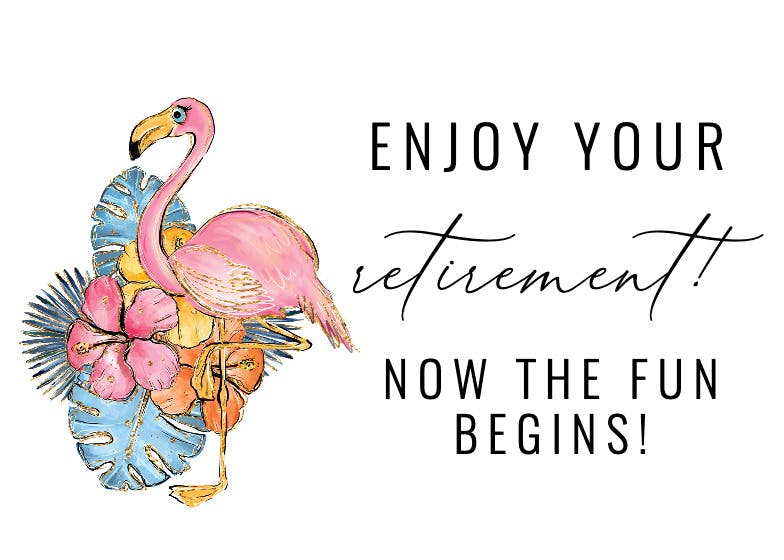 Tropical flamingo -  tarjeta de jubilación