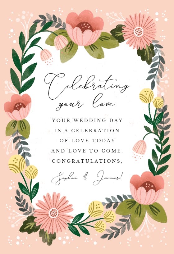 Celebrating your love - wedding congratulations card