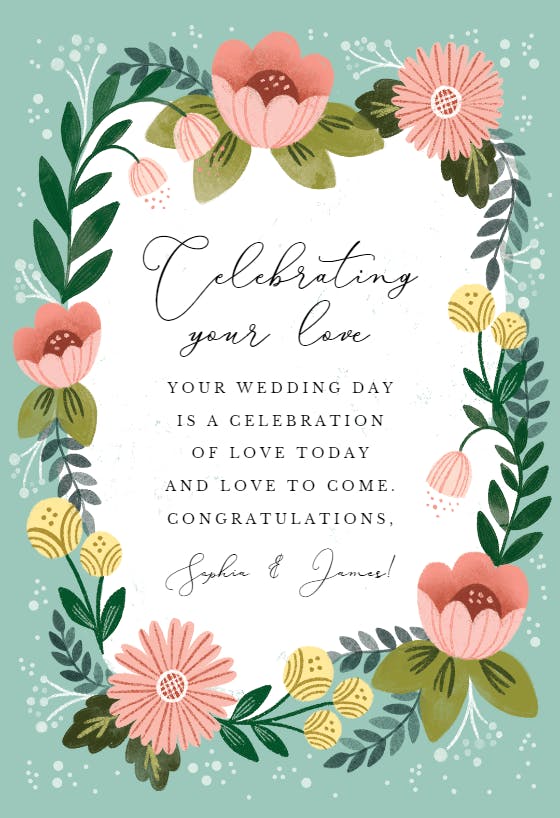 Celebrating your love - wedding congratulations card