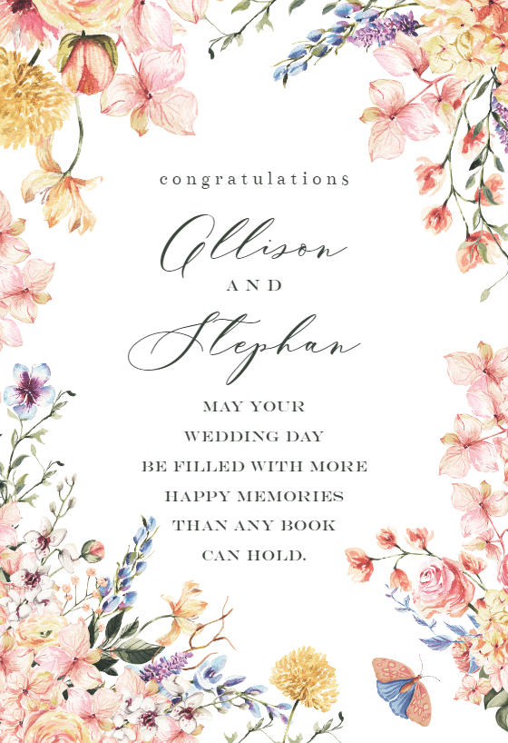 Purple Flowers Free Wedding Congratulations Card Greetings Island