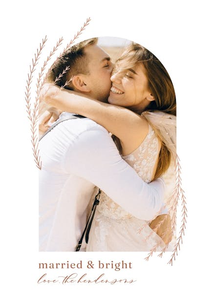 Arch with shiny branches - wedding congratulations card