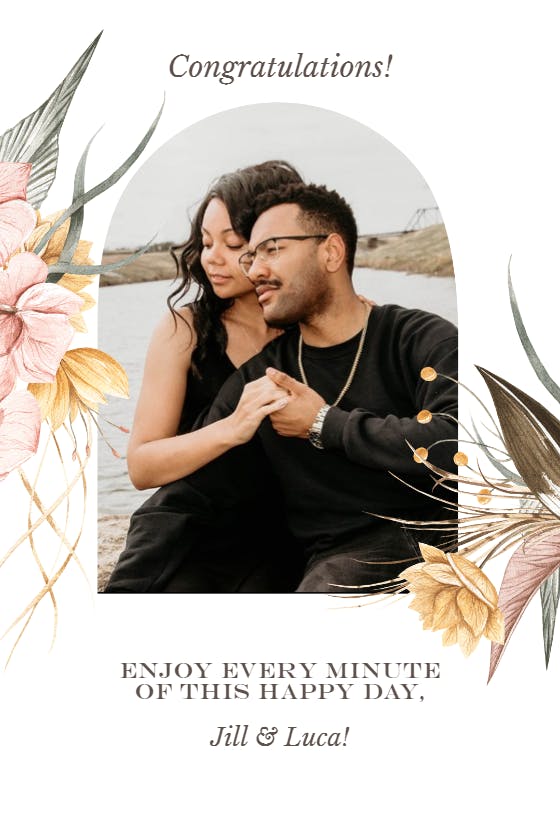 Arched floral - wedding congratulations card