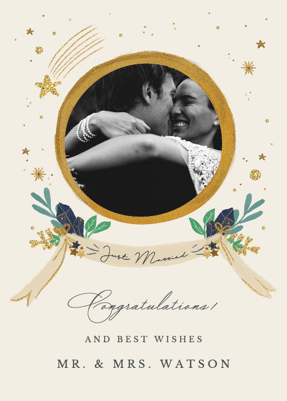 Around stars -  free wedding congratulations card
