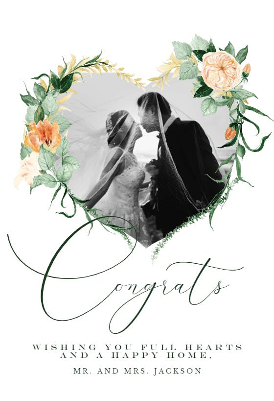 Artisan heart frame - wedding congratulations card