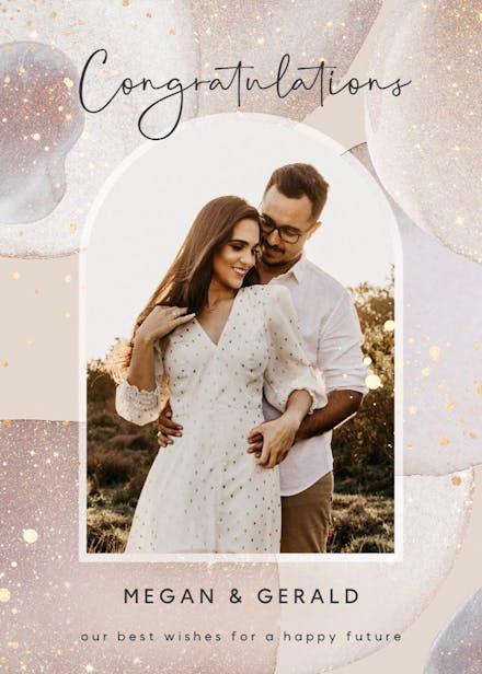 Artsy abstract with glitters - wedding congratulations card