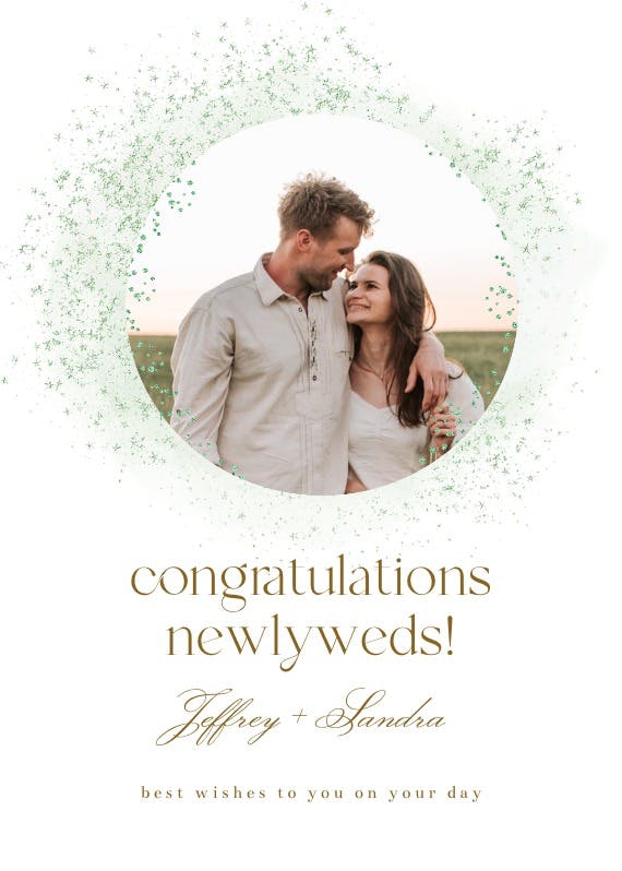Blush gold spots -  free wedding congratulations card