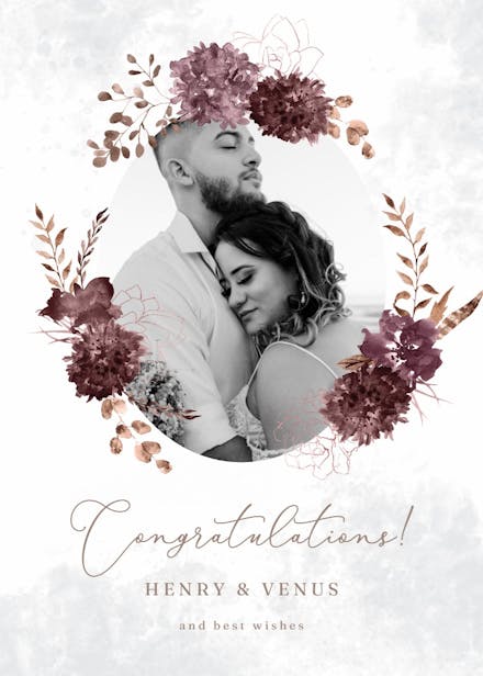Chocolate flowers - wedding congratulations card