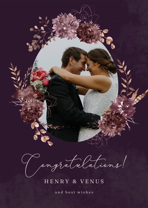 Chocolate flowers -  free wedding congratulations card
