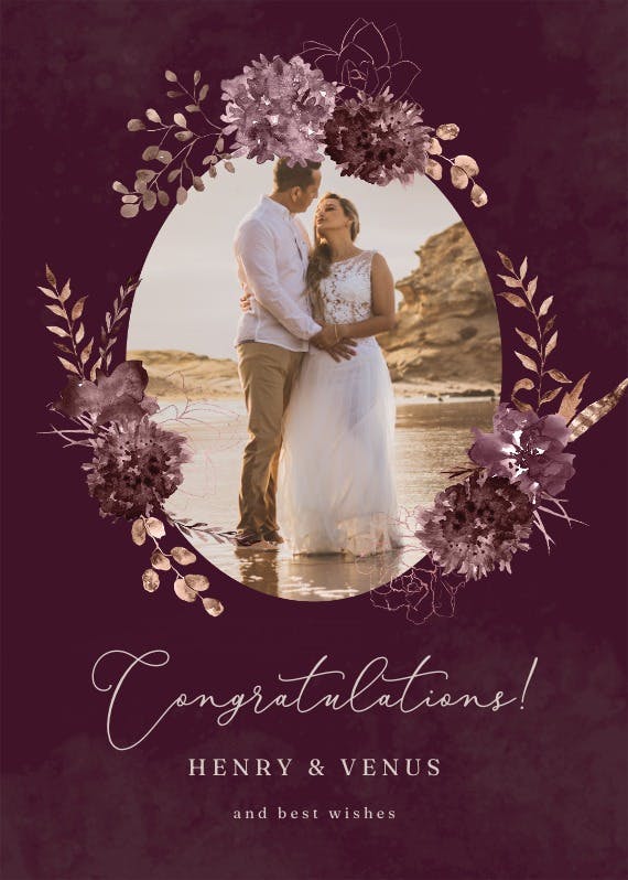 Chocolate flowers - wedding congratulations card