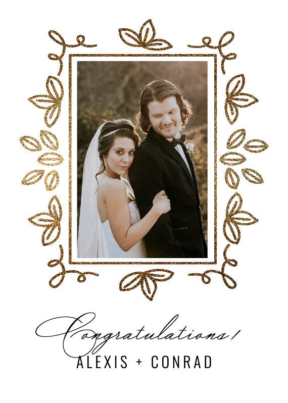 Dainty leaf doodles -  free wedding congratulations card