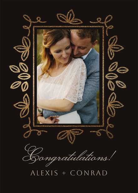 Dainty leaf doodles - wedding congratulations card
