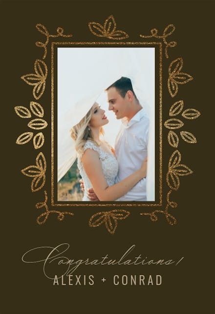 Dainty Leaf Doodles - Wedding Congratulations Card