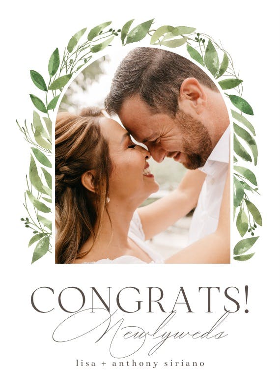 Feathery ferns - wedding congratulations card