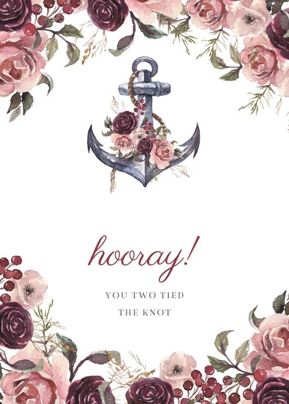 Floral anchor -  free wedding congratulations card