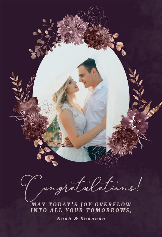 Floral spray accents - wedding congratulations card