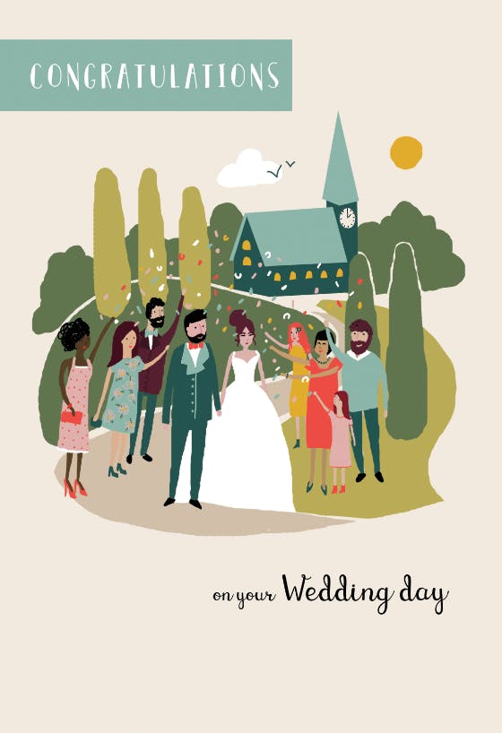 Gathered together -  free wedding congratulations card