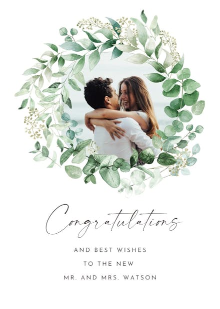 Greenery - wedding congratulations card